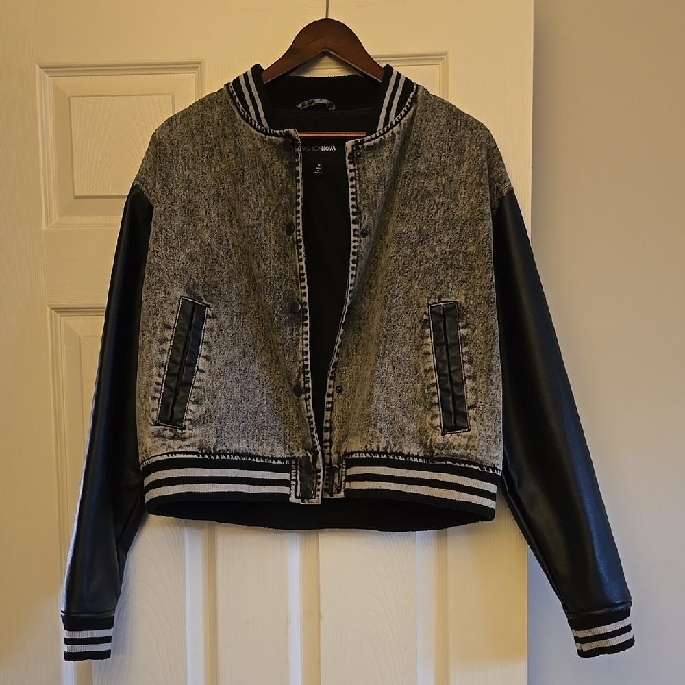 Fashion Nova Leather Denim Jacket